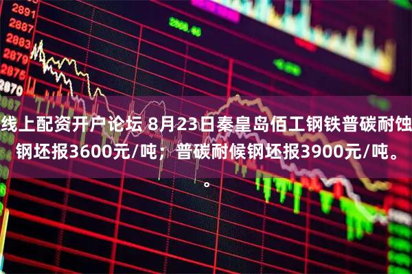 线上配资开户论坛 8月23日秦皇岛佰工钢铁普碳耐蚀钢坯报3600元/吨；普碳耐候钢坯报3900元/吨。