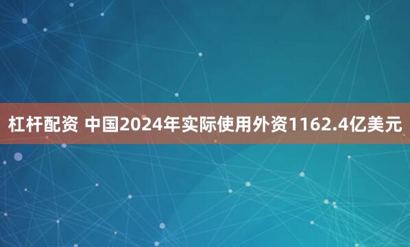 杠杆配资 中国2024年实际使用外资1162.4亿美元